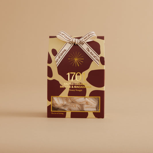 Giraffe Print Salted Caramel Brittle & Macadamia Honey Nougat Box (160g) - 1701