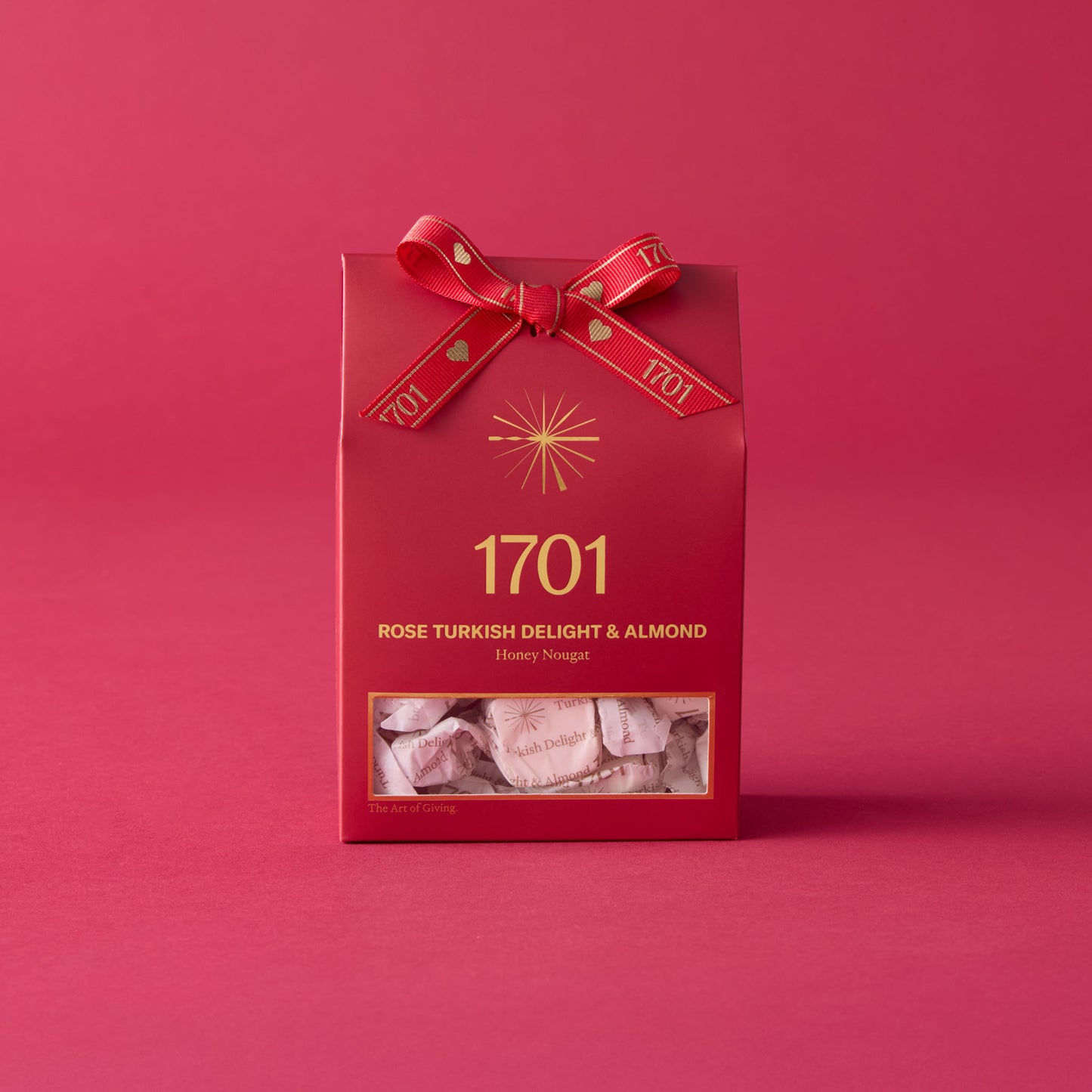 Rose Turkish Delight & Almond Honey Nougat Box with Heart Ribbon (160g)