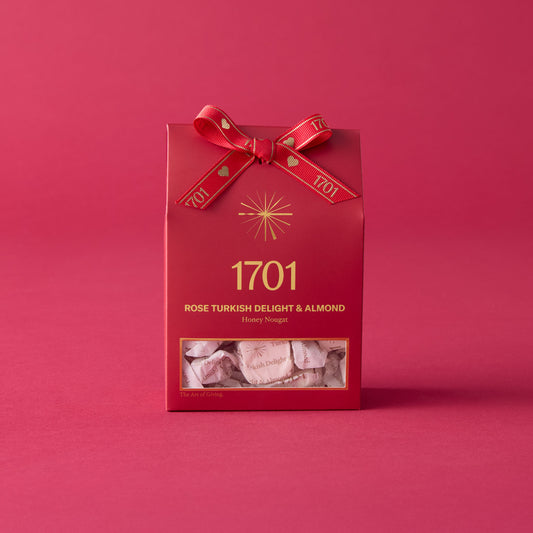 Rose Turkish Delight & Almond Honey Nougat Box with Heart Ribbon (160g)