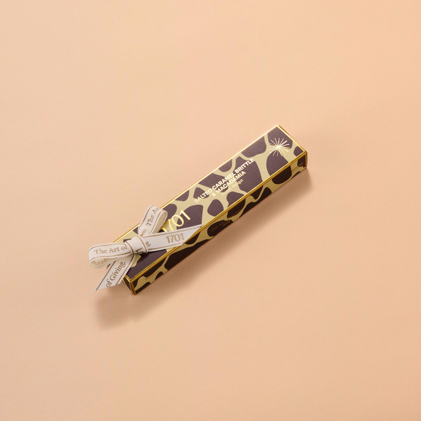 Giraffe Print Salted Caramel Brittle & Macadamia Honey Nougat Bar (100g)