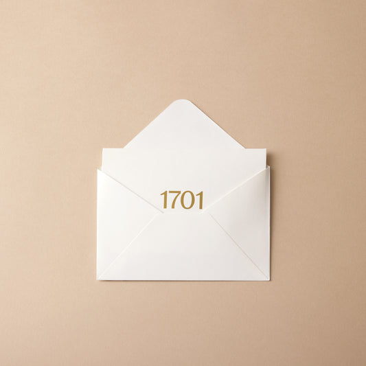Handwritten gift card and envelope - 1701